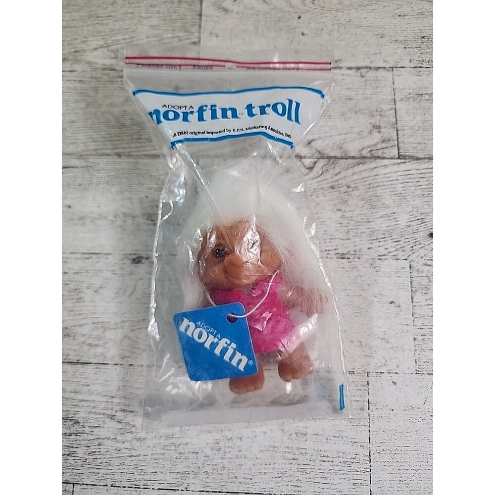 1980s Norfin Dam Troll Doll 3" The Tiny Ones Bagged Style #502 w/ TAG